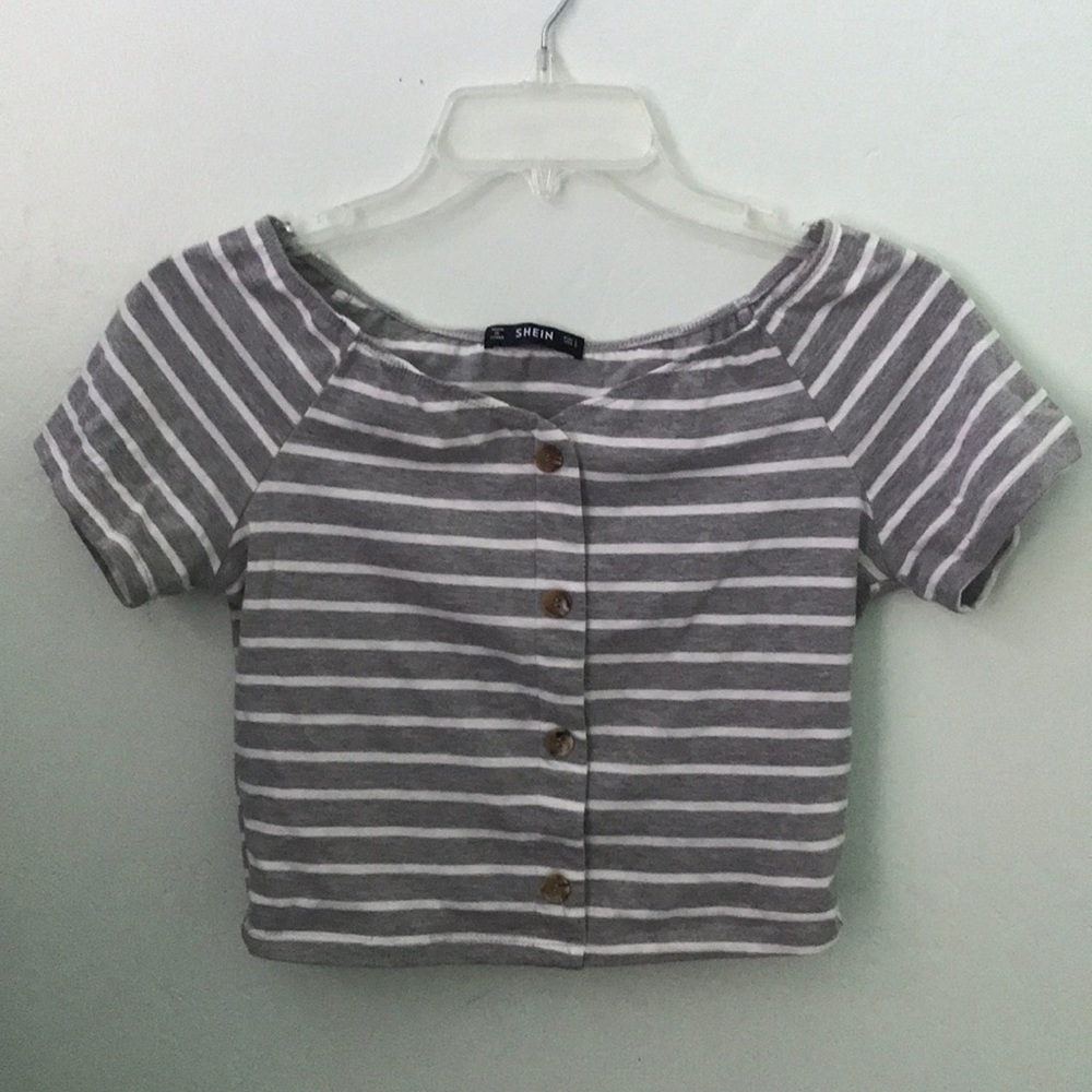 SHEIN Cropped Striped Short Sleeve Top Small